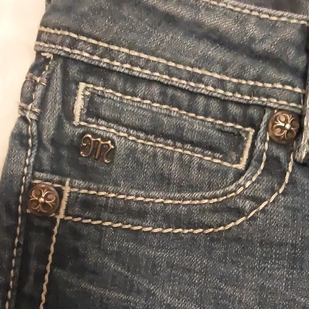 Miss Me Blue Boot Cut Jeans with Fleur-de-Lis Embroidery - Picture 6 of 9